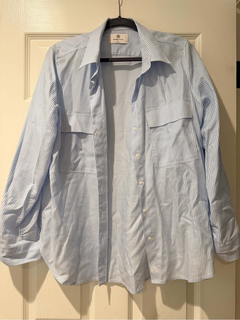 Babaton Blue & White Stripe Lightweight Shirt Jacket